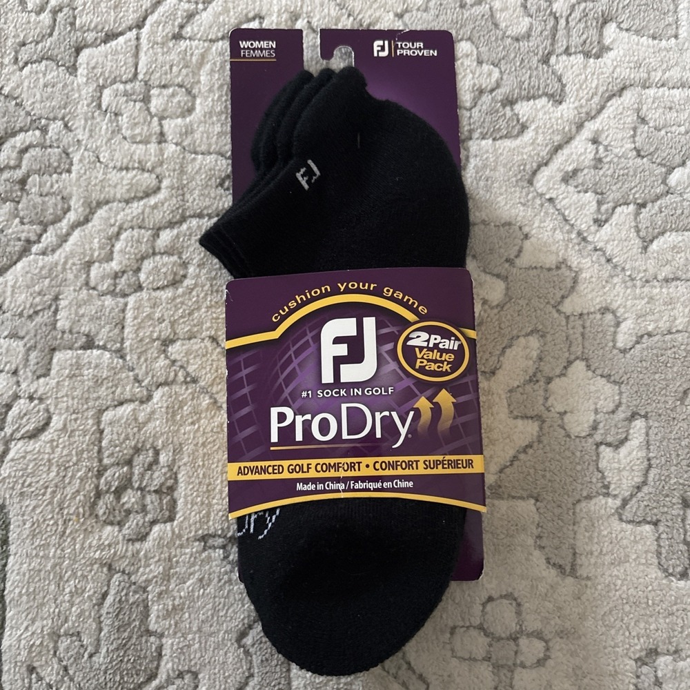 FootJoy Pro Dry Golf Socks 2 Pack Size 6-9 Black